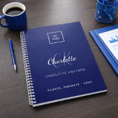 Marineblauw wit monogram zakelijk logo planner