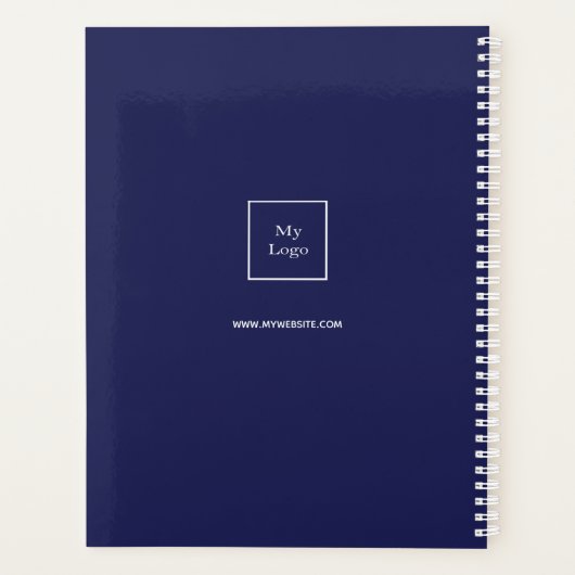 Marineblauw wit monogram zakelijk logo planner (Achterkant)