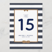 Marineblauw & Wit Nautische Knoop Tafelnummer (5x7 (Voorkant)