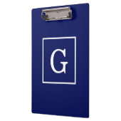 Marineblauw Wit Omkaderd Initiaal Monogram Klembord (Links)