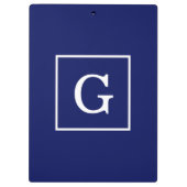 Marineblauw Wit Omkaderd Initiaal Monogram Klembord (Achterkant)