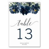 Marineblauw Wit Pompoen Herfst in Liefde Tafel Num Kaart (Voorkant)