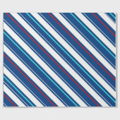 Marineblauw wit schuin geplaatste Regimental Strip Cadeaupapier (Vlak)