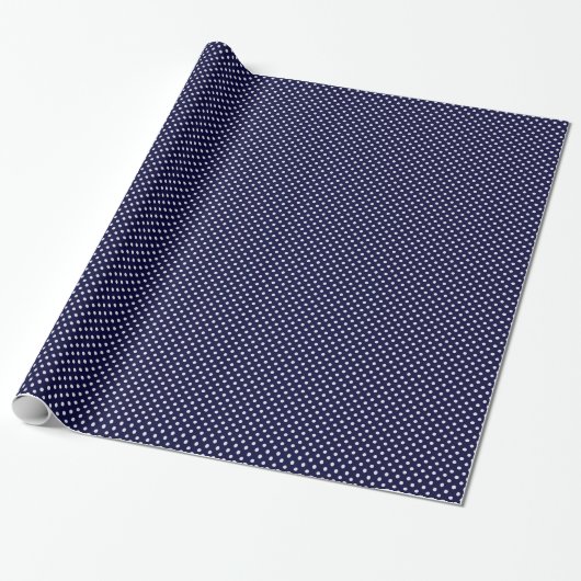 Marineblauw Wit Stippenpatroon Cadeaupapier (Uitgerold)