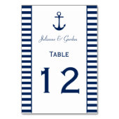 Marineblauw Wit Strepen Nautische Tafel Kaarten (Voorkant)