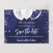 marineblauw wit van het verjaardagsfeest behalve d aankondigingskaart (Voorkant)