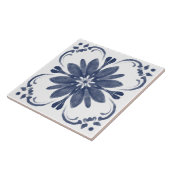 Marineblauw Wit Waterverf Azulejo Mediterraan Tegeltje (Zijkant)