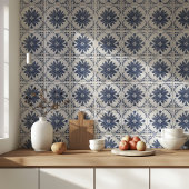 Marineblauw Wit Waterverf Azulejo Mediterraan Tegeltje