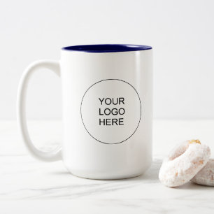 Marineblauw & Wit Zakelijk Logo Merk Minimalistisc Tweekleurige Koffiemok