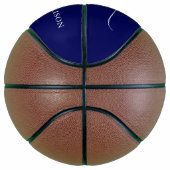 Marineblauw Witte Aangepaste Naam Monogram  Basketbal (Rechts)