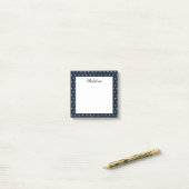Marineblauw Witte Abstracte Stippen Aangepaste 3x3 Post-it® Notes (Op bureau)
