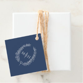 marineblauw-witte bladovaal bedankjes labels