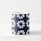Marineblauw Witte Bloem Koffiemok (Center)