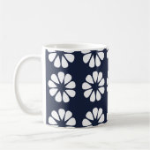 Marineblauw Witte Bloem Koffiemok (Links)