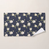 Marineblauw Witte Bloemen Bad Handdoek (Handdoek)