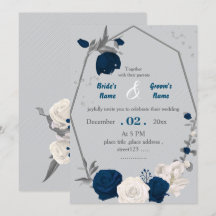 marineblauw & witte bloemen geometrische bruiloft