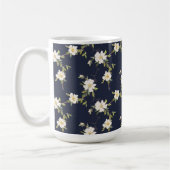 Marineblauw Witte Bloemen Koffiemok (Links)