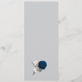 marineblauw witte bloemen zilveren bladeren bruilo menu (Achterkant)