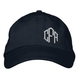Marineblauw Witte Blokletter Monogram Geborduurde Pet