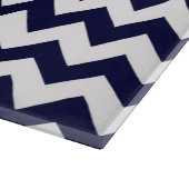 Marineblauw Witte Chevron Cantaloupe Naam Monogram Snijplank (Hoek)