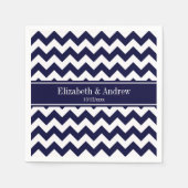 Marineblauw Witte Chevron Marine Naam Monogram Servetten (Voorkant)