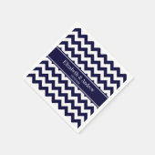 Marineblauw Witte Chevron Marine Naam Monogram Servetten (Hoek)