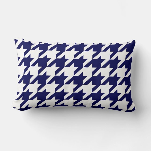 Marineblauw Witte Enorme Houndstooth Kussen (Voorkant)