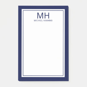 Marineblauw Witte Geborduurde Heren Post-it® Notes