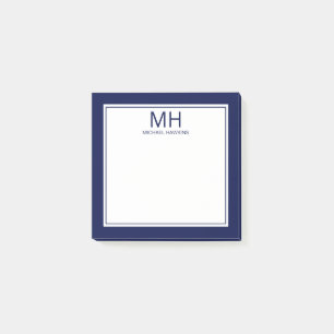 Marineblauw Witte Geborduurde Heren Post-it® Notes
