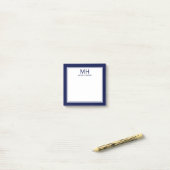 Marineblauw Witte Geborduurde Heren Post-it® Notes (Op bureau)