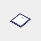 Marineblauw Witte Geborduurde Heren Post-it® Notes (Schuin)
