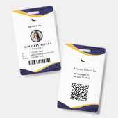 Marineblauw & Witte Gemoderniseerde Gepersonalisee Badge (Voor- en achterkant)