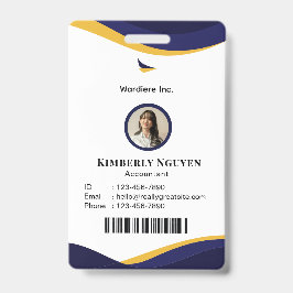 Marineblauw & Witte Gemoderniseerde Gepersonalisee Badge