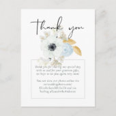 Marineblauw Witte Gouden Bloemen Trouw Bedankt Bud Briefkaart (Voorkant)