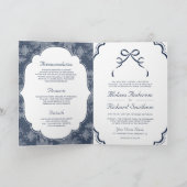 Marineblauw Witte Kant Coquette Strik QR Code Brui (Binnen)