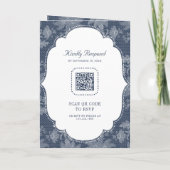 Marineblauw Witte Kant Coquette Strik QR Code Brui (Achterkant)