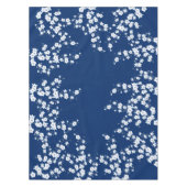 Marineblauw Witte Kersenbloesem Tafelkleed (Voorkant)