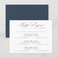 Marineblauw Witte Klassieke Calligrafie multi-even