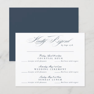 Marineblauw Witte Klassieke Calligrafie multi-even RSVP Kaartje