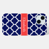 Marineblauw Witte Marokkaanse #5 Koraalrood Naam M Case-Mate iPhone Case (Achterkant (horizontaal))