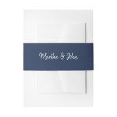 Marineblauw & Witte Minimalistische Script Trouwda Uitnodigingen Wikkel (Voorkant Voorbeeld)