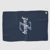 Marineblauw Witte Monogram Gepersonaliseerd Golfhanddoek (Horizontaal)