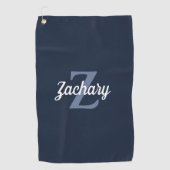 Marineblauw Witte Monogram Gepersonaliseerd Golfhanddoek (Voorkant)