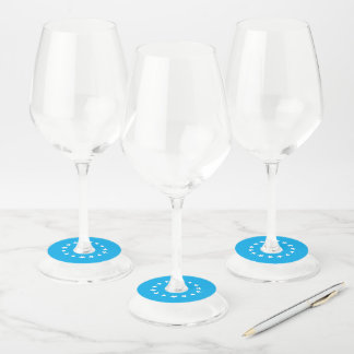 Marineblauw witte monogram naam minimalistische sc wijnglaslabel