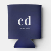 Marineblauw witte nautische monogram beginletters  blikjeskoeler (Achterkant)