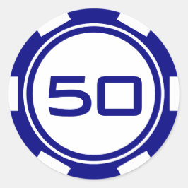 Marineblauw Witte Pokerchip Casino Verjaardagsnumm Ronde Sticker