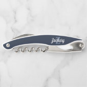 Marineblauw Witte Retro Monogram Personalized Kurkentrekker (Achterkant)