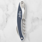 Marineblauw Witte Retro Monogram Personalized Kurkentrekker (Achterkant)