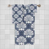 Marineblauw & Witte Schelp Bad Handdoek