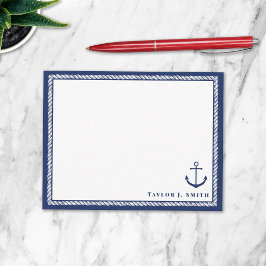 Marineblauw & Witte Sjorring van Anker Persoonlijk Notitiekaartje